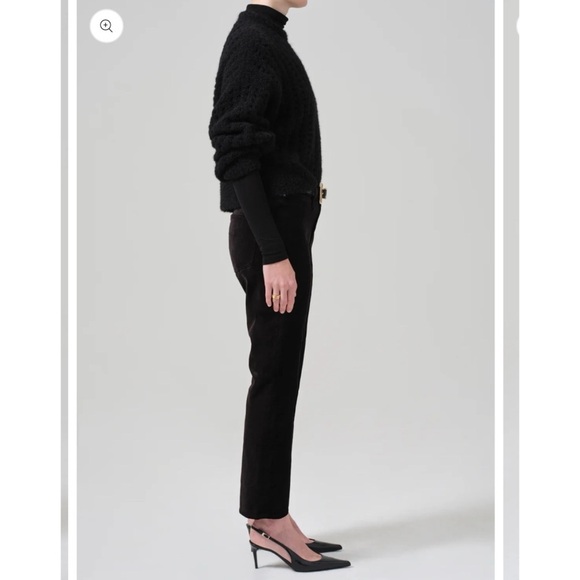 New Citizens of Humanity Isola Cropped Trouser Pants Velvet Mid Rise Black 27 - Picture 4 of 13